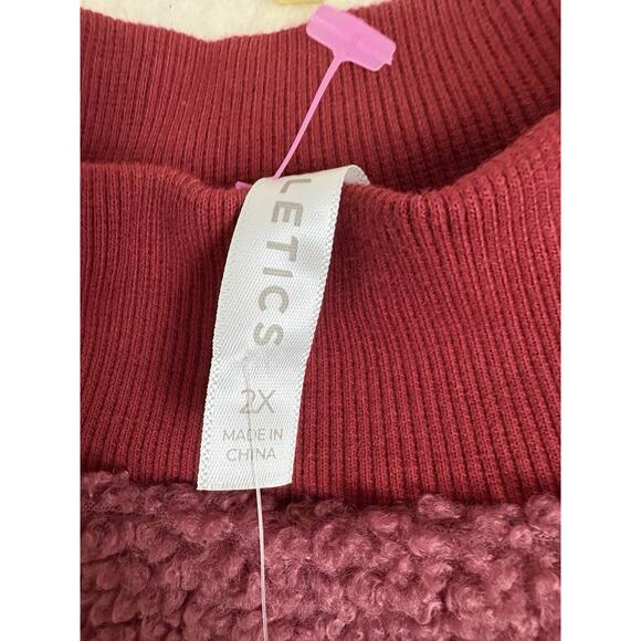 Fabletics Pullover Womens Size 2X Plus Red Crew Malia Sherpa Fleece Cropped New - Picture 12 of 13